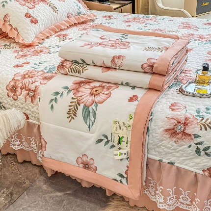 91家纺网 家纺一手货源 找家纺 2025春夏A类母婴级泡泡纱床盖款夏被四件套泡泡棉小竺棉双层纱棉麻纯棉全棉夏被四件套纯棉全棉夏被四件套 