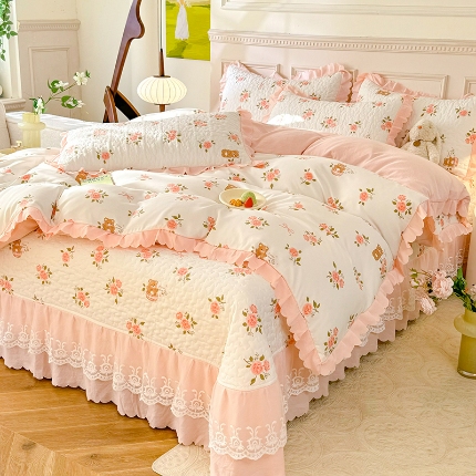 91家纺网 家纺一手货源 找家纺 （总）苏米娜A类母婴级双层纱棉麻床盖款四件套小竺棉泡泡纱泡泡棉蛋白棉全棉纯棉床盖四件套