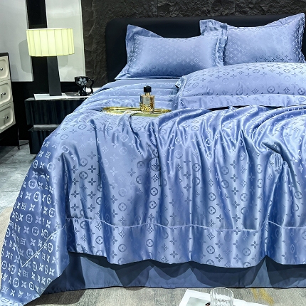 91家纺网 家纺一手货源 找家纺 （总）经年2025 新款  水洗真丝冰丝天丝提花夏被四件套直播爆款 格林系列