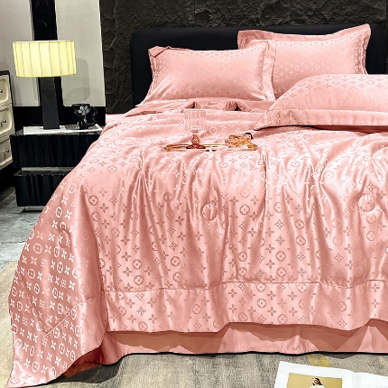 91家纺网 家纺一手货源 找家纺 （总）经年2025 新款  水洗真丝冰丝天丝提花夏被四件套直播爆款 格林系列