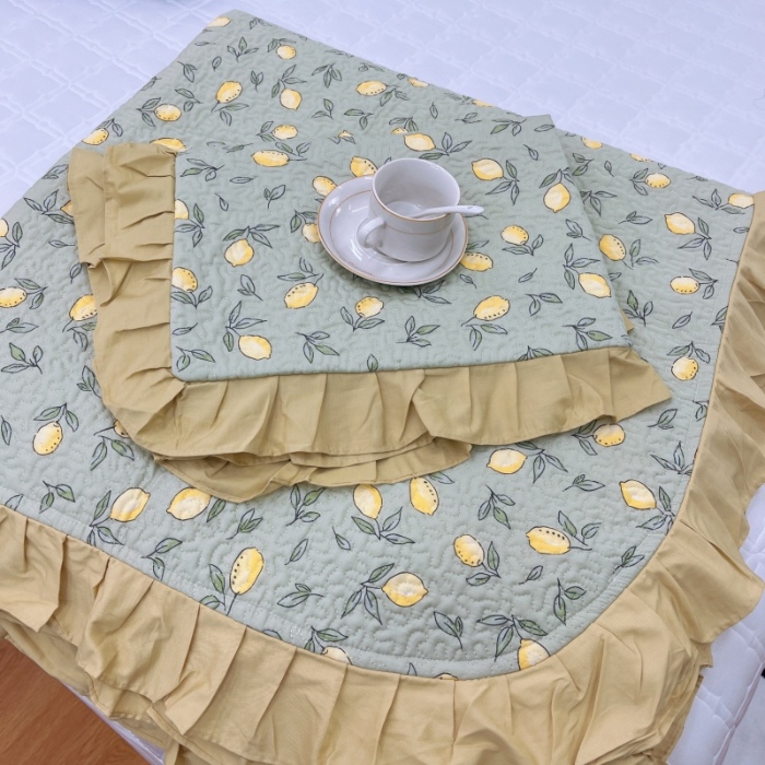 91家纺网 家纺一手货源 找家纺 暖居 2024新款夏季凉感云小棉森氧棉50棉50天丝床盖三件套 柠檬绿