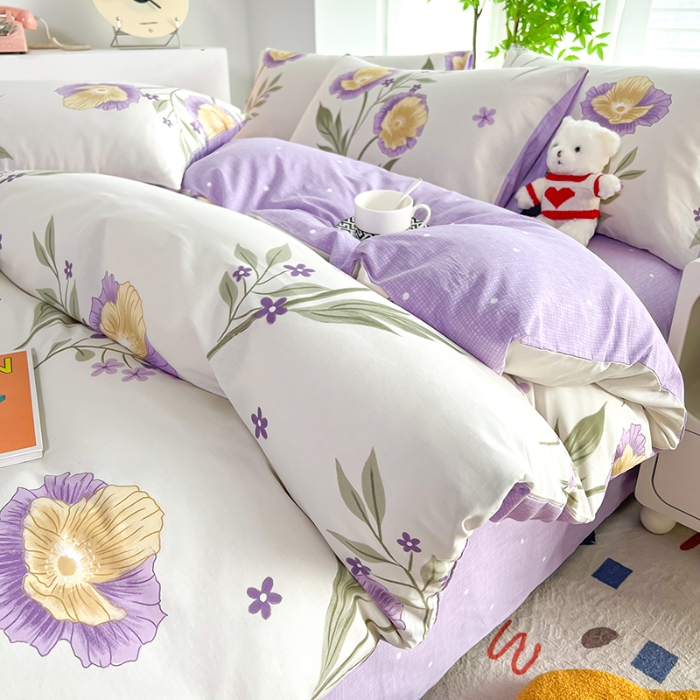 91家纺网 家纺一手货源 找家纺 雲归梦 2024新款全棉13070多规格四件套 虞美人之香（紫）