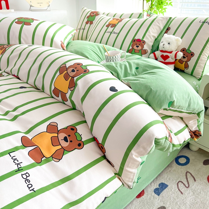 91家纺网 家纺一手货源 找家纺 雲归梦 2024新款全棉13070多规格四件套 竖条熊