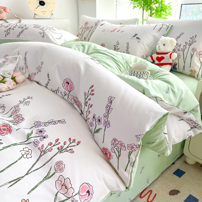 91家纺网 家纺一手货源 找家纺 雲归梦 2024新款全棉13070多规格四件套 花园兔