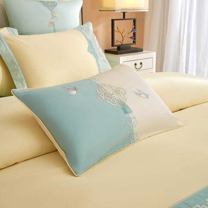 91家纺网 家纺一手货源 找家纺 【2024】50S50支澳棉刺绣长绒棉四件套全棉新中式花卉直播爆款线下批发 山花浪漫