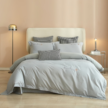 91家纺网 家纺一手货源 找家纺 （总）【2024】40S40支13376斜纹全棉简约刺绣四件套直播爆款引流线下批发