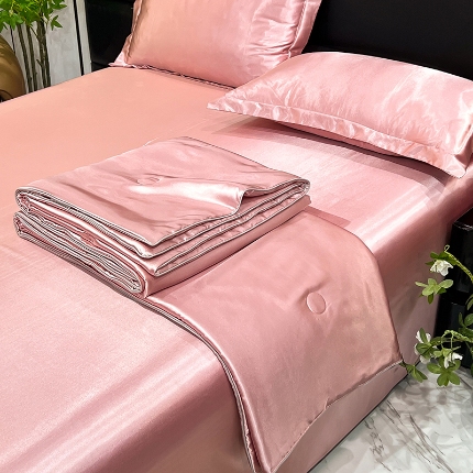 91家纺网 家纺一手货源 找家纺 （总）经年2025年  新款 夏季丝绸真丝手感水洗真丝天丝夏被四件套直播爆款