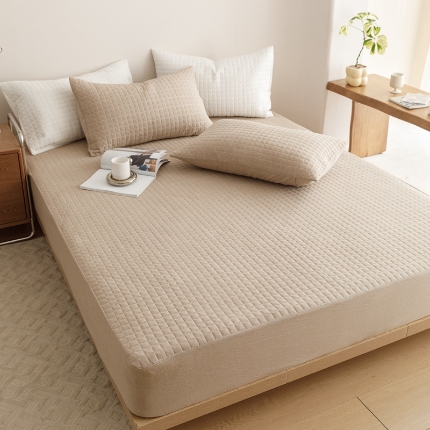 91家纺网 家纺一手货源 找家纺 （总）忘忧草 2025新款A类全棉色织水洗夹棉床笠纯棉