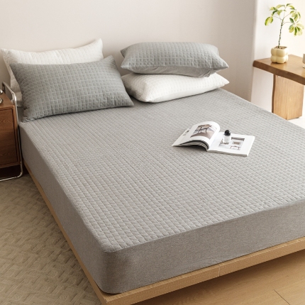 91家纺网 家纺一手货源 找家纺 （总）忘忧草 2025新款A类全棉色织水洗夹棉床笠纯棉