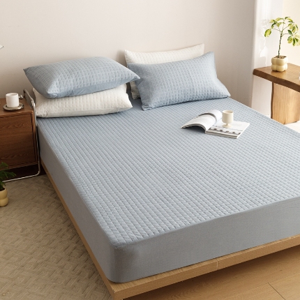 91家纺网 家纺一手货源 找家纺 （总）忘忧草 2025新款A类全棉色织水洗夹棉床笠纯棉