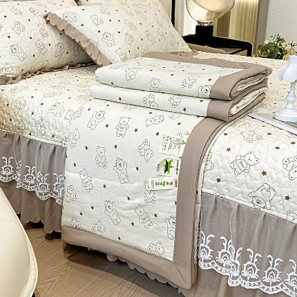 91家纺网 家纺一手货源 找家纺 （总）2025春夏A类母婴级泡泡纱床盖款夏被四件套泡泡棉小竺棉双层纱棉麻纯棉全棉夏被四件套纯棉全棉夏被四件套