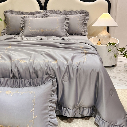 91家纺网 家纺一手货源 找家纺 （总）经年2025年 新款 水洗真丝冰丝天丝韩版大豆被夏被四件套直播爆款 一世系列