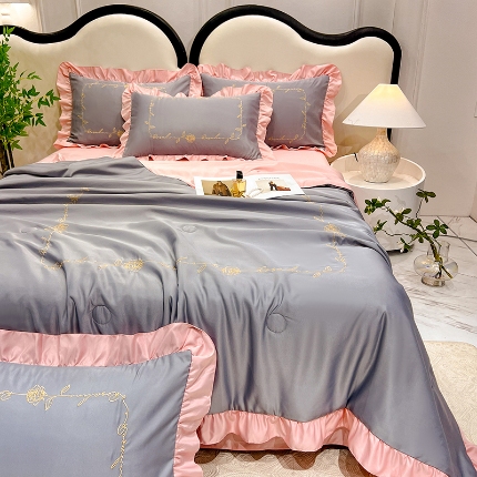 91家纺网 家纺一手货源 找家纺 （总）经年2025年 新款 水洗真丝冰丝天丝韩版大豆被夏被四件套直播爆款 一世系列