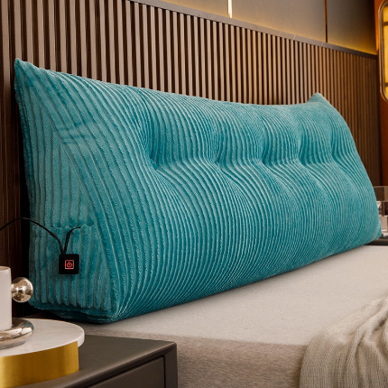 91家纺网 家纺一手货源 找家纺 永光家居 2024新款魔法绒三角靠垫床头靠垫床上大靠枕床靠背 条绒绿