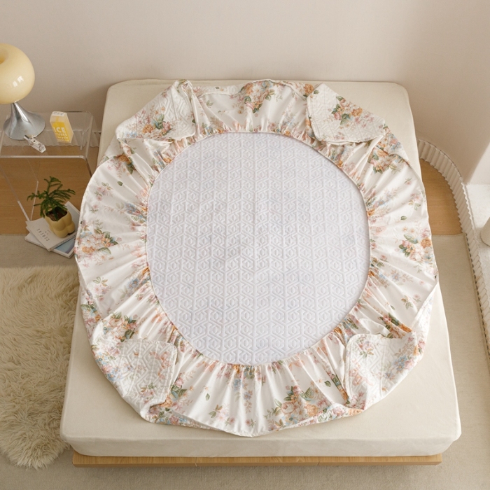 91家纺网 家纺一手货源 找家纺 （总）忘忧草 2025新款A类全棉印花夹棉床笠纯棉