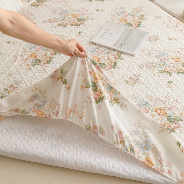 91家纺网 家纺一手货源 找家纺 （总）忘忧草 2025新款A类全棉印花夹棉床笠纯棉