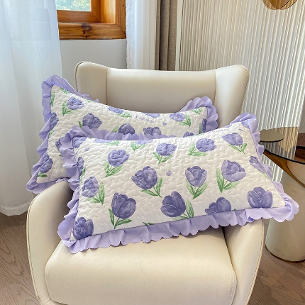 91家纺网 家纺一手货源 找家纺 （总）2025春夏新品A类母婴级双层纱棉麻花边夹棉枕套一对泡泡纱泡泡棉小竺棉纯棉全棉磨毛水洗棉花边枕套一对