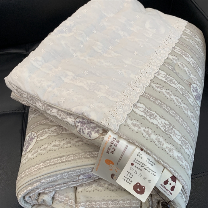 91家纺网 家纺一手货源 找家纺 奈萝 2024新款法式花边针织夏被春秋被 凯瑟琳