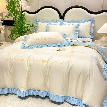 91家纺网 家纺一手货源 找家纺 （总）经年2025年 新款  水洗真丝冰丝天丝刺绣 韩版四件套  直播爆款