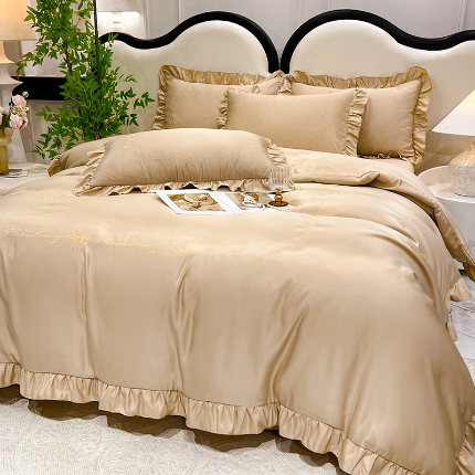 91家纺网 家纺一手货源 找家纺 （总）经年2025年 新款  水洗真丝冰丝天丝刺绣 韩版四件套  直播爆款