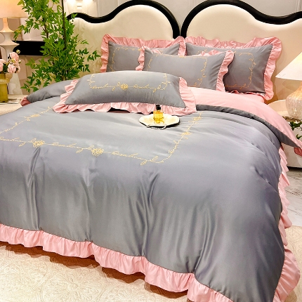 91家纺网 家纺一手货源 找家纺 （总）经年2025年 新款  水洗真丝冰丝天丝刺绣 韩版四件套  直播爆款