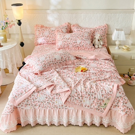 91家纺网 家纺一手货源 找家纺 （总）2025春夏A类母婴级泡泡纱床盖款夏被四件套泡泡棉小竺棉双层纱棉麻纯棉全棉夏被四件套纯棉全棉夏被四件套