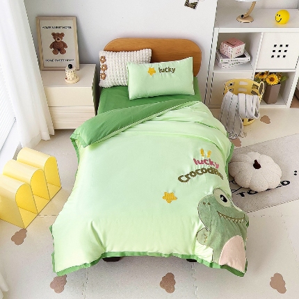 91家纺网 家纺一手货源 找家纺 （总）A类60支长绒棉儿童套件幼儿园被子三件套宝宝午睡六件套