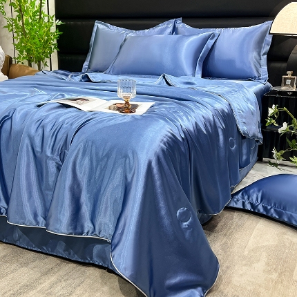 91家纺网 家纺一手货源 找家纺 （总）经年2025年 新款  夏季丝绸真丝手感水洗真丝天丝夏被四件套  直播爆款