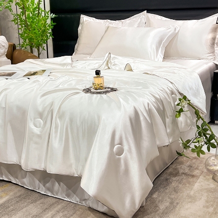 91家纺网 家纺一手货源 找家纺 （总）经年2025年 新款  夏季丝绸真丝手感水洗真丝天丝夏被四件套  直播爆款