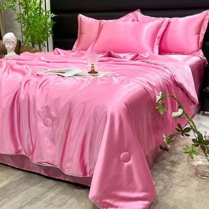 91家纺网 家纺一手货源 找家纺 （总）经年2025年 新款  夏季丝绸真丝手感水洗真丝天丝夏被四件套  直播爆款