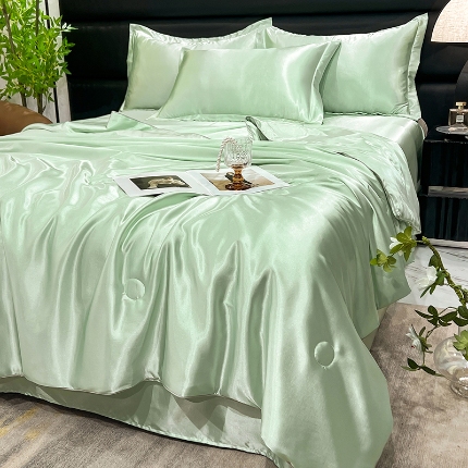 91家纺网 家纺一手货源 找家纺 （总）经年2025年 新款  夏季丝绸真丝手感水洗真丝天丝夏被四件套  直播爆款