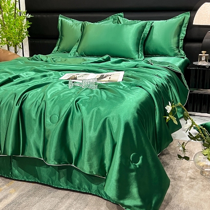 91家纺网 家纺一手货源 找家纺 （总）经年2025年 新款  夏季丝绸真丝手感水洗真丝天丝夏被四件套  直播爆款