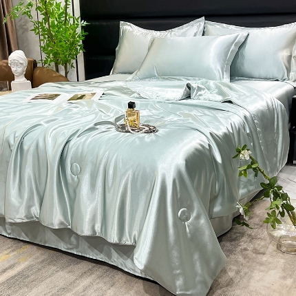 91家纺网 家纺一手货源 找家纺 （总）经年2025年 新款  夏季丝绸真丝手感水洗真丝天丝夏被四件套  直播爆款