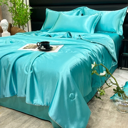 91家纺网 家纺一手货源 找家纺 （总）经年2025年 新款  夏季丝绸真丝手感水洗真丝天丝夏被四件套  直播爆款