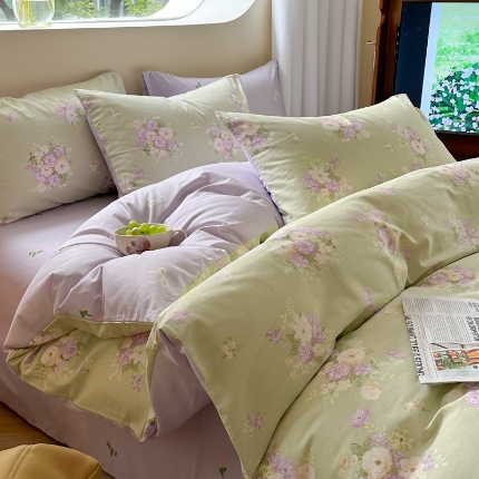 91家纺网 家纺一手货源 找家纺 直播爆款·全棉喷气印花四件套纯棉网红小清新卡通三件套多规格床上用品套件