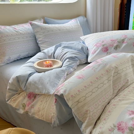 91家纺网 家纺一手货源 找家纺 直播爆款·全棉喷气印花四件套纯棉网红小清新卡通三件套多规格床上用品套件