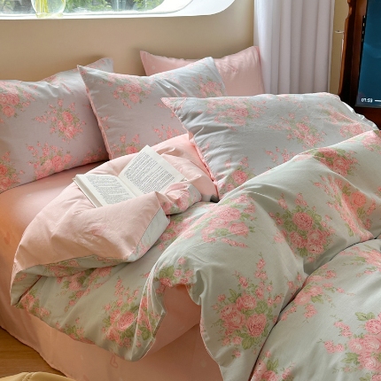 91家纺网 家纺一手货源 找家纺 直播爆款·全棉喷气印花四件套纯棉网红小清新卡通三件套多规格床上用品套件