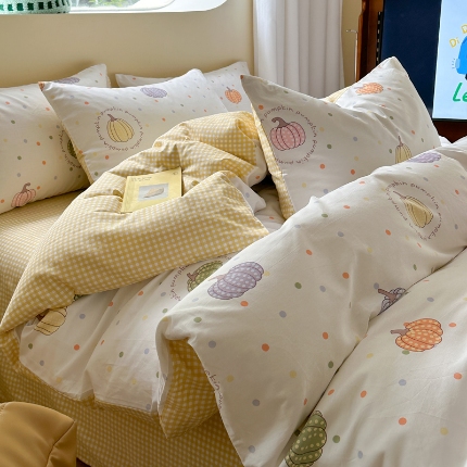 91家纺网 家纺一手货源 找家纺 直播爆款·全棉喷气印花四件套纯棉网红小清新卡通三件套多规格床上用品套件