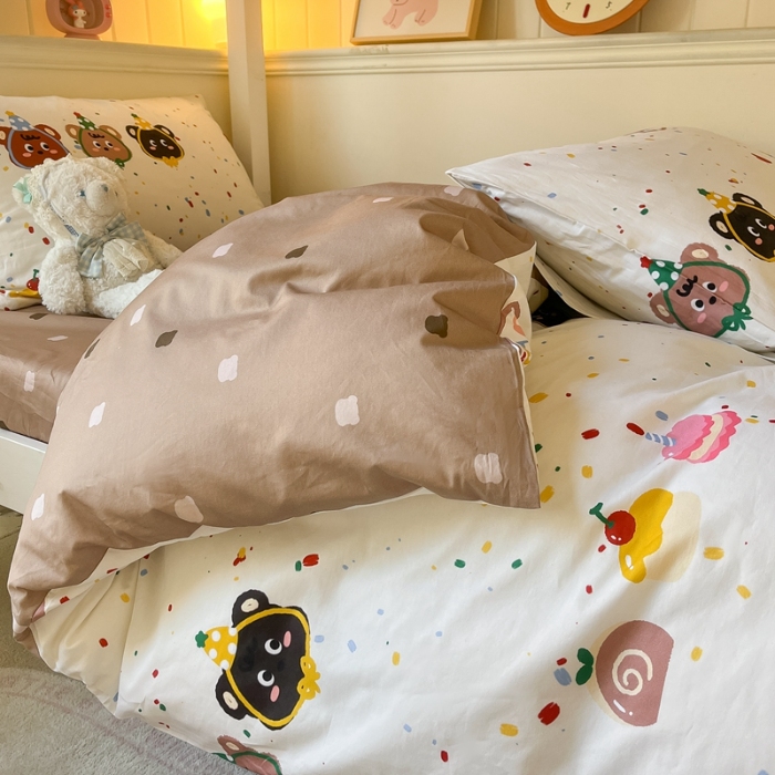 91家纺网 家纺一手货源 找家纺 寻米 2024新款学生全棉印花三件套 快乐熊仔