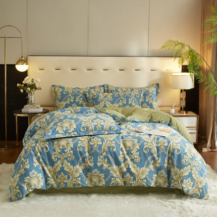 91家纺网 家纺一手货源 找家纺 金纱玉纺家纺 2025数码印花100%棉四件套 仙本娜-兰