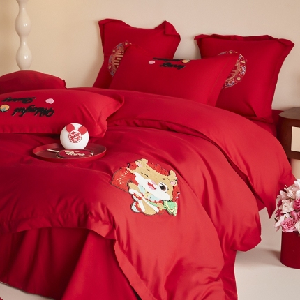 91家纺网 家纺一手货源 找家纺 （总）玉雅 2025新款磨毛时尚毛巾绣婚庆四件套