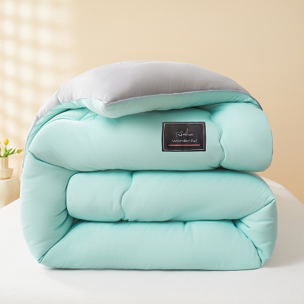 91家纺网 家纺一手货源 找家纺 寝美资家居 2024年新款母婴级大豆纤维双拼被 双拼蓝灰