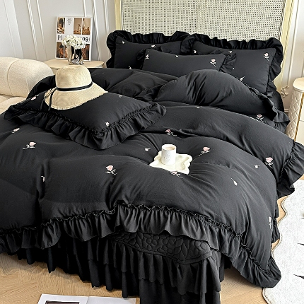 91家纺网 家纺一手货源 找家纺 （总）2025小红书多巴胺ins风法式小香风糯小棉散点玫瑰床盖款四件套水洗棉纯棉全棉夏被四件套