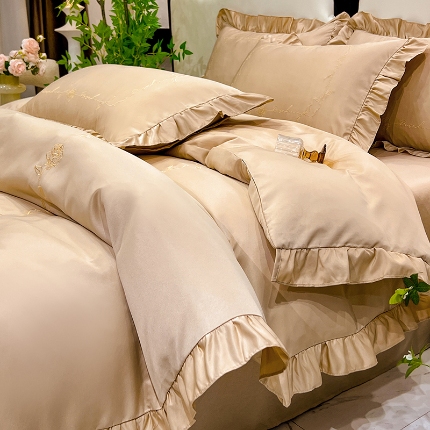 91家纺网 家纺一手货源 找家纺 （总）经年2025年 新款 水洗真丝冰丝天丝韩版刺绣 四件套  直播首选 