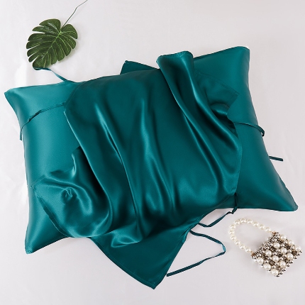 91家纺网 家纺一手货源 找家纺 （总）纯真丝枕巾100%桑蚕丝枕头巾升级4根绑带款枕套天丝绸缎面枕芯套