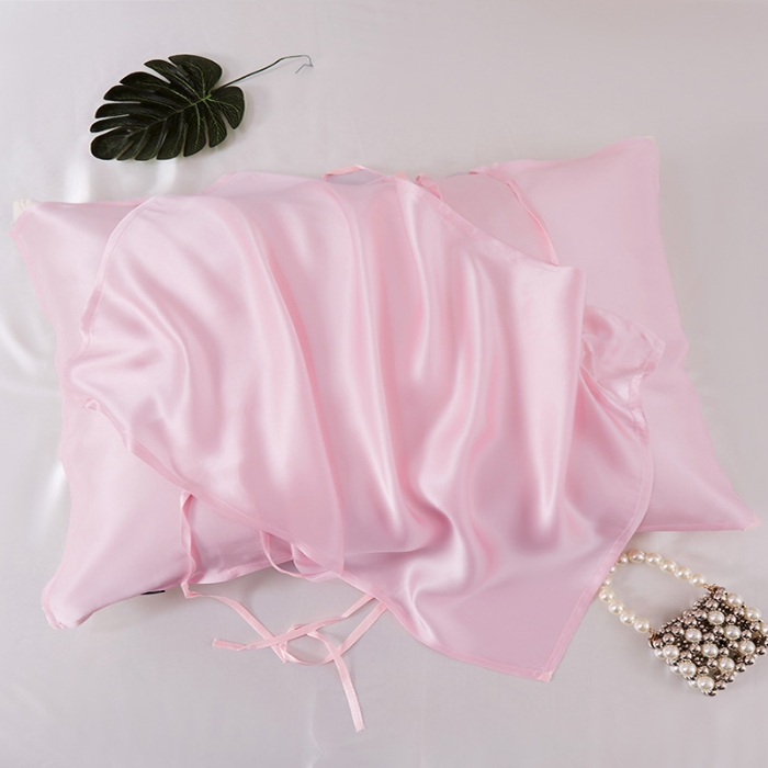 91家纺网 家纺一手货源 找家纺 （总）纯真丝枕巾100%桑蚕丝枕头巾升级4根绑带款枕套天丝绸缎面枕芯套