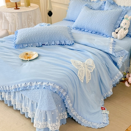 91家纺网 家纺一手货源 找家纺 （总）苏米娜2025A类母婴级泡泡纱泡泡棉床盖款夏被四件套纯棉全棉双层纱棉麻小竺棉夏凉被子