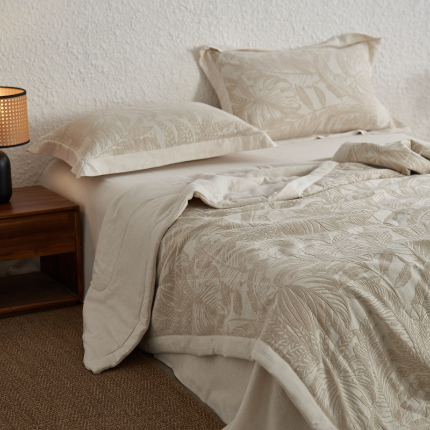 91家纺网 家纺一手货源 找家纺 2024新款亚麻大提花全新系列多功能夏被 楼岚包边款