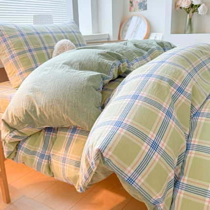 91家纺网 家纺一手货源 找家纺 （总）雅萱家纺 2024新款色织全棉水洗棉床笠