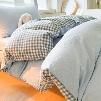 91家纺网 家纺一手货源 找家纺 雅萱家纺 2024新款色织全棉水洗棉床笠 艾利斯兰